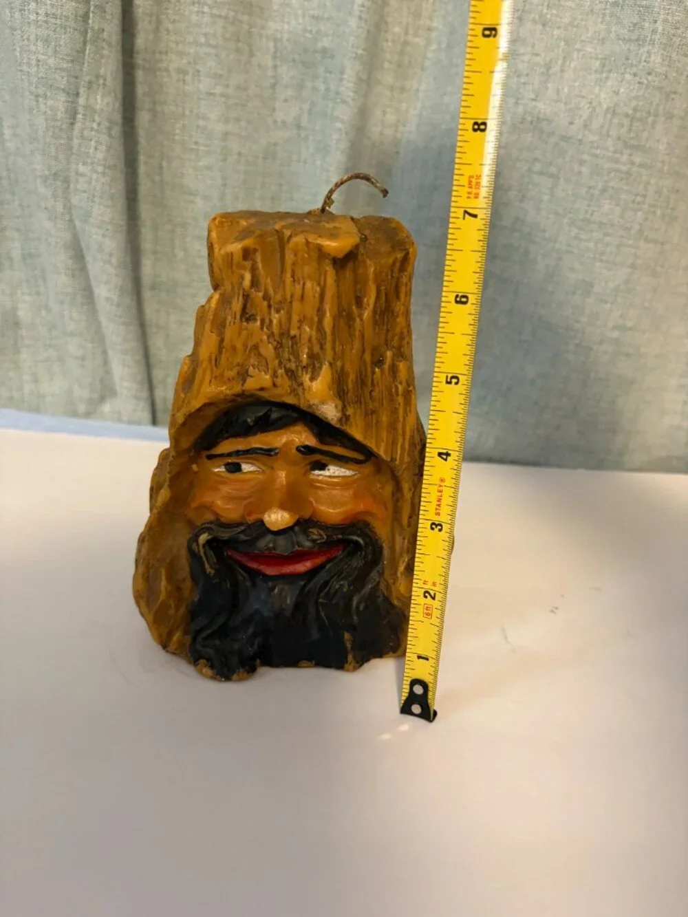 Vintage Wood Spirit Candle Face of Old Man in Tree